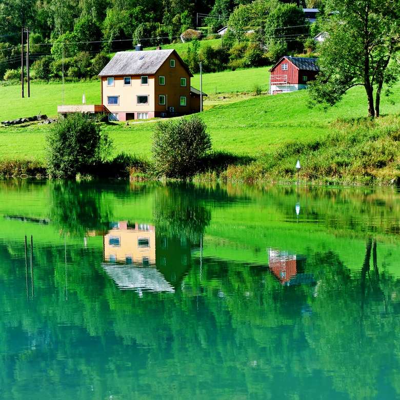 houses near lake jigsaw puzzle online
