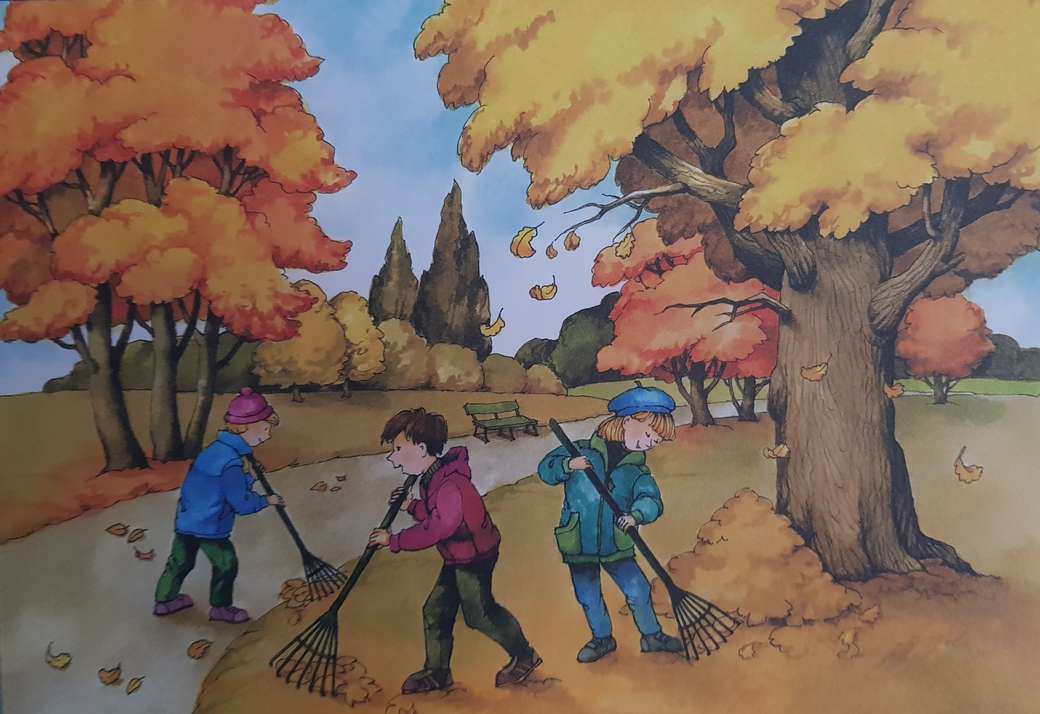 Ősz- levelek gereblyézése online puzzle
