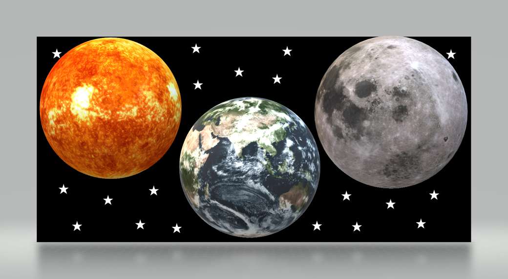 planeten jorden solen och månen Pussel online
