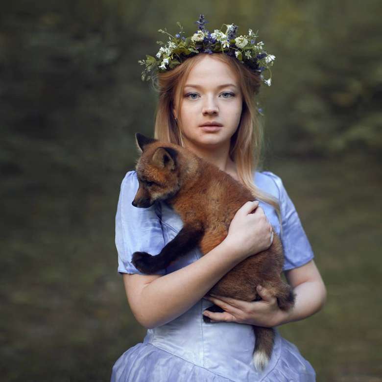 Girl with a fox jigsaw puzzle online