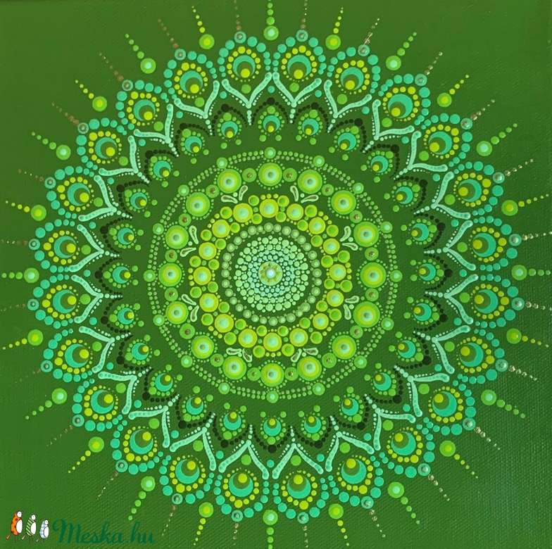 Mandala zöld árnyalatok online puzzle
