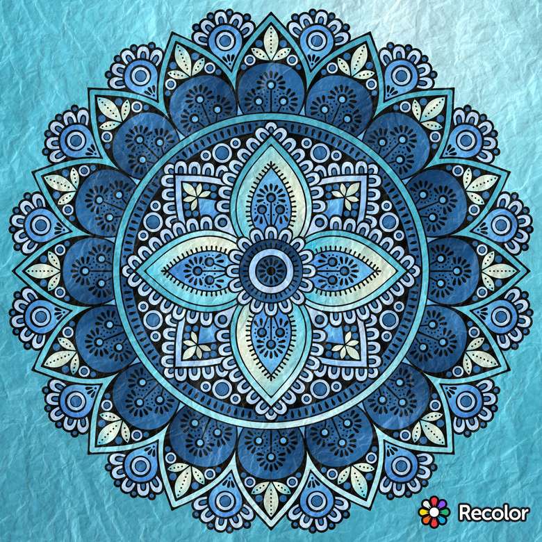 Nuances de bleu Mandala puzzle en ligne