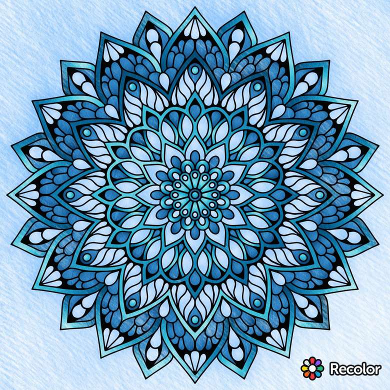 Mandala blauwe tinten online puzzel
