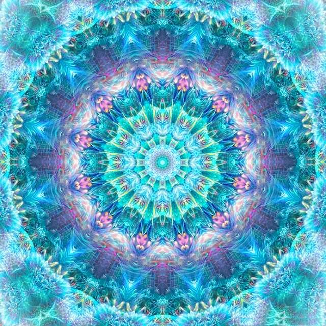 Mandala în violet verde turcoaz albastru jigsaw puzzle online