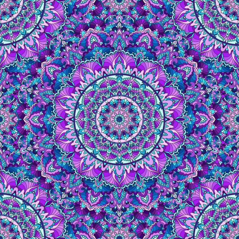 Mandala in turkoois violet online puzzel