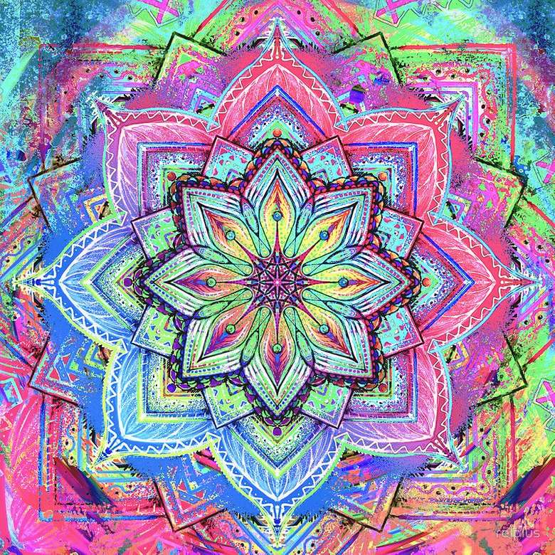 Mandala barevná v mnoha barvách skládačky online