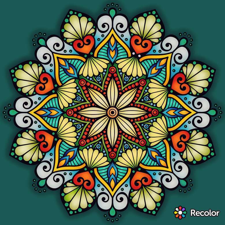 Mandala barevná v mnoha barvách online puzzle
