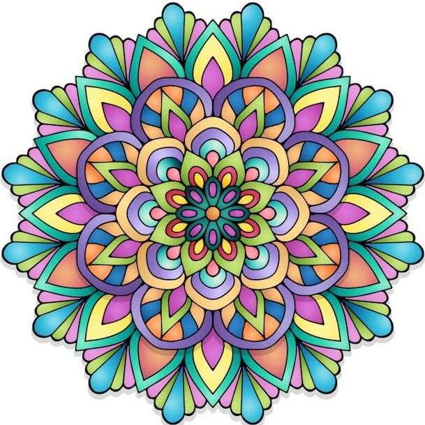 Мандала цветна в много цветове онлайн пъзел