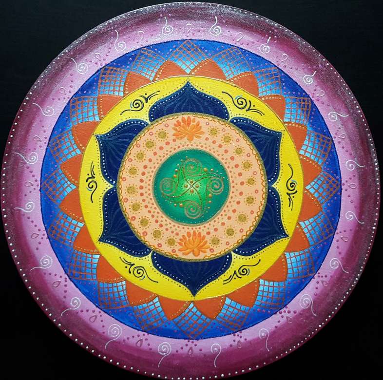 Mandala multicolorida em cores diferentes puzzle online