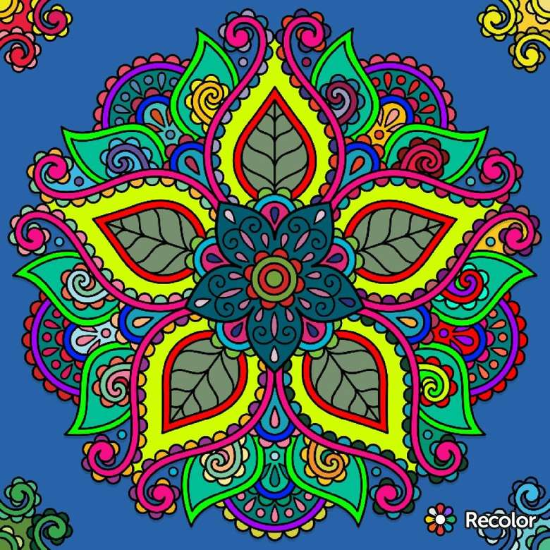Мандала многоцветна в различни цветове онлайн пъзел