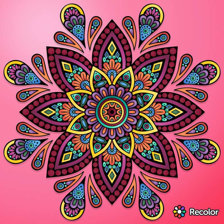 Mandala multicolore in diversi colori puzzle online