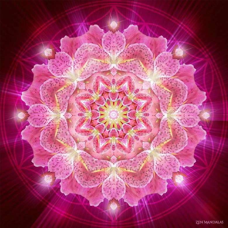 Mandala geel wit roze legpuzzel online