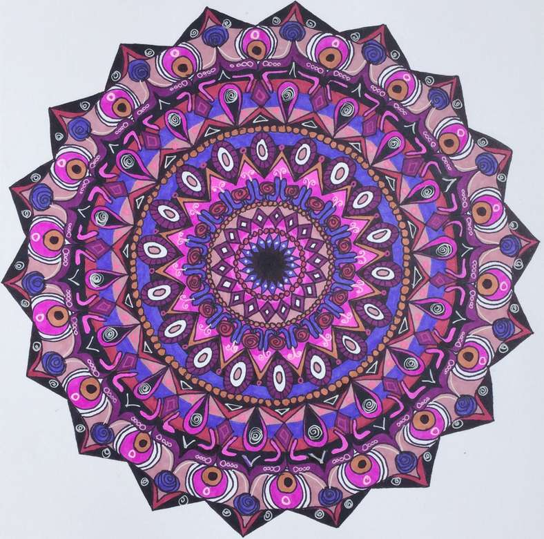 Mandala viola e colori rosati puzzle online