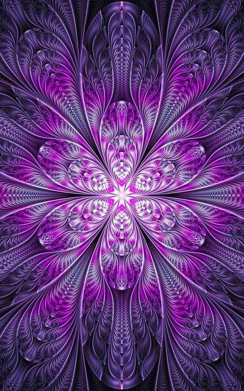 Art fractal violet rose puzzle en ligne