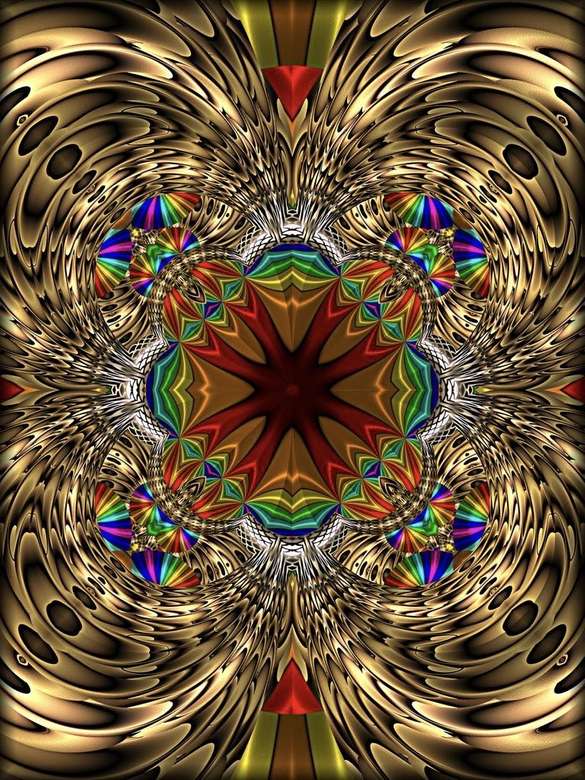 Fractal art golden and other colors online puzzle
