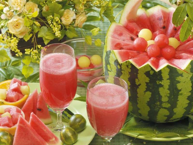 Vattenmelon och vattenmelon dricker Pussel online