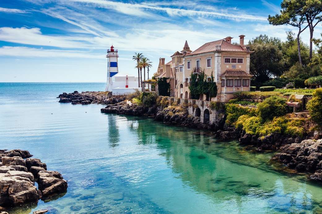 világítótorony, épületek a vízen, Portugália online puzzle