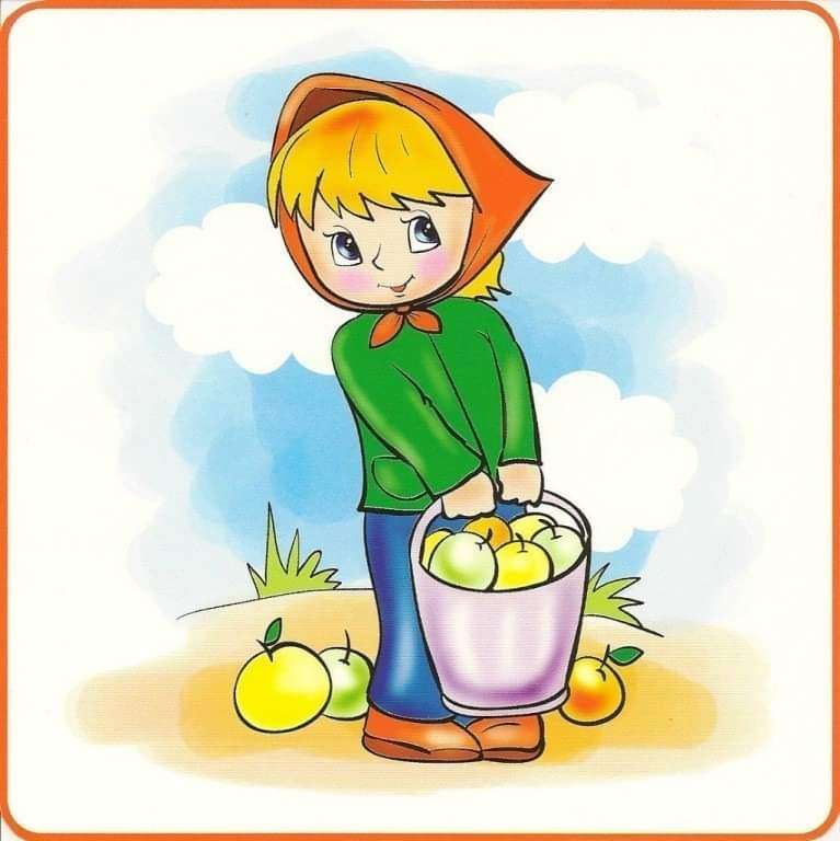 La bambina sta raccogliendo la frutta puzzle online