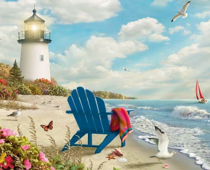 Leuchtturm und Strand Puzzlespiel online