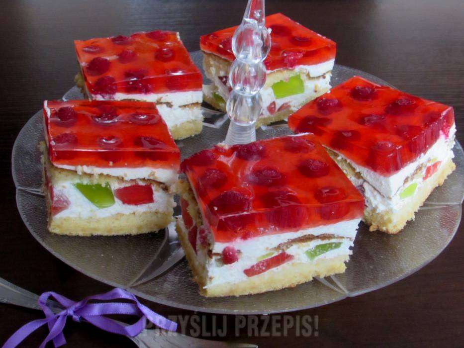 Torta e gelatine e frutta puzzle online