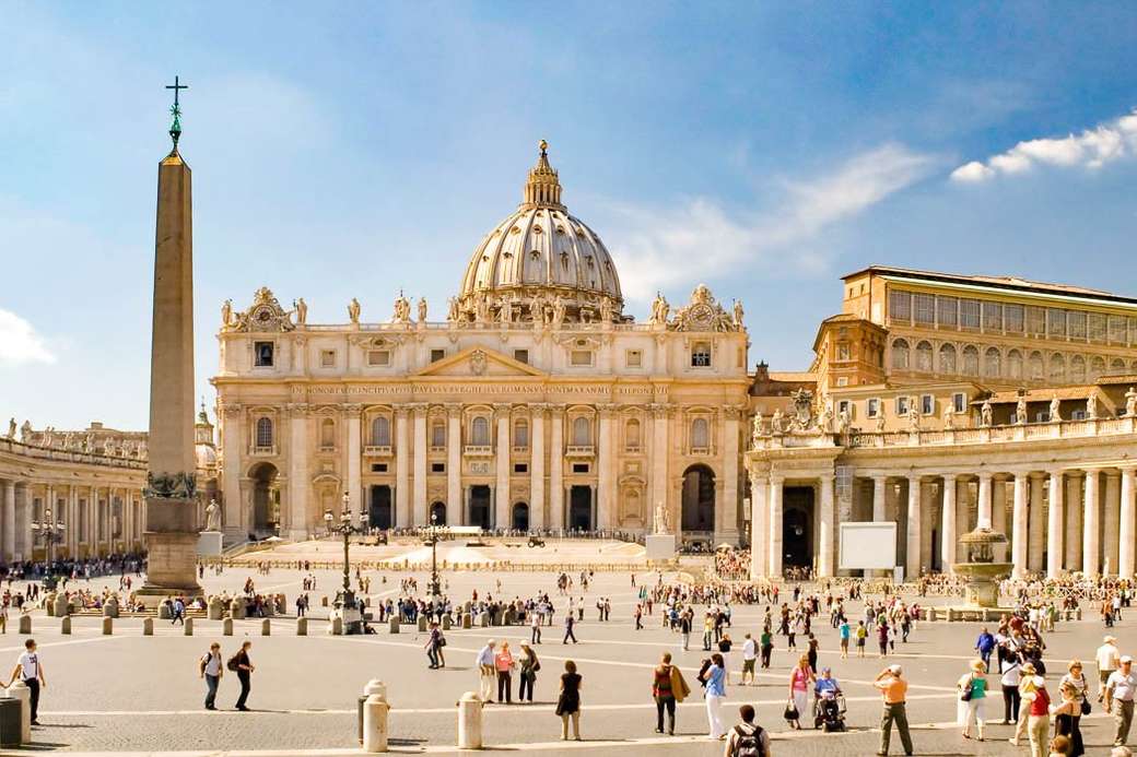Basilique Saint-Pierre avec la place Saint-Pierre du Vatican à Rome puzzle en ligne