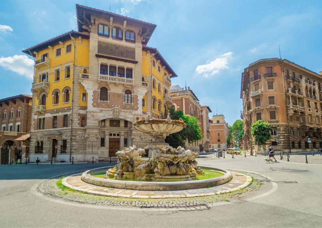 Praça com fonte na cidade velha de Roma puzzle online