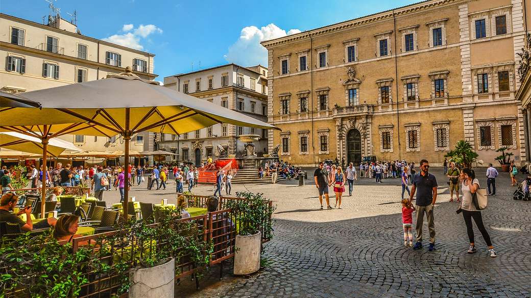 Piazza i Trastevere gamla stad Rom Pussel online