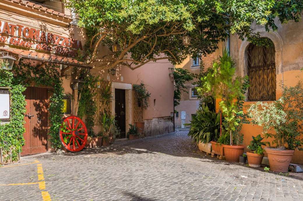 Beautiful alley in the old town in Rome jigsaw puzzle online