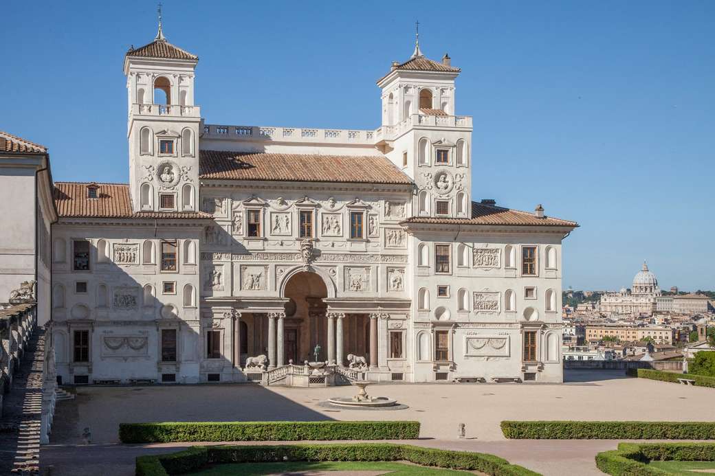 Villa Medici met uitzicht op de Sint-Pietersbasiliek in Rome legpuzzel online