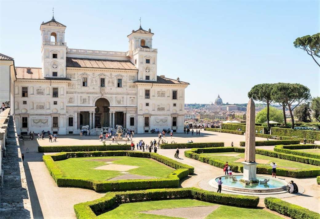 Villa Medici med utsikt över Peterskyrkan i Rom Pussel online
