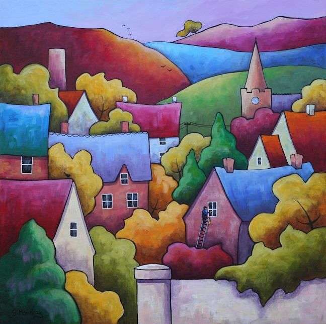 Villaggio colorato in campagna puzzle online