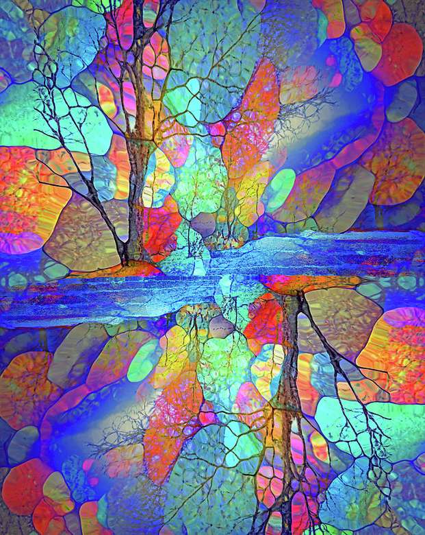 Árvores filigranas coloridas puzzle online