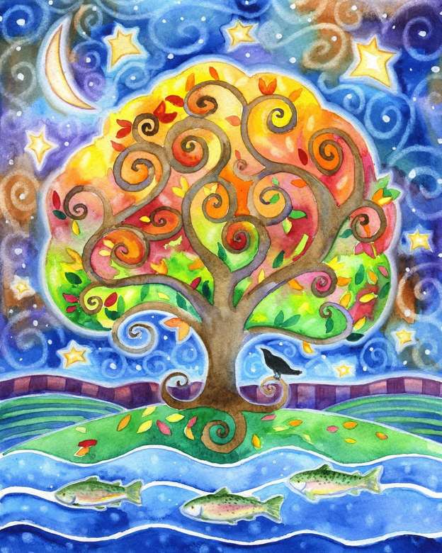 Tree four seasons and with the four elements jigsaw puzzle online