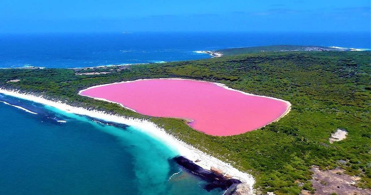 ροζ λίμνη στην Αυστραλία παζλ online