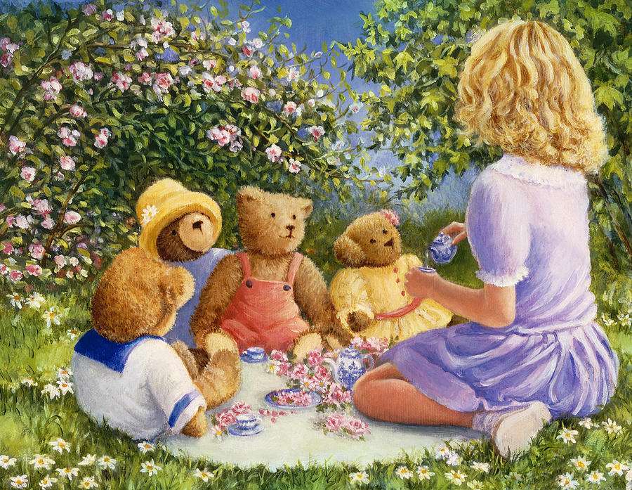 kleines Mädchen mit Teddybären Puzzlespiel online