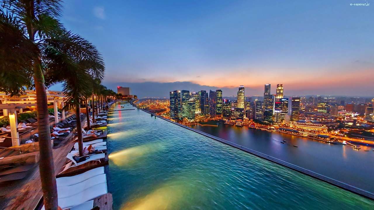 panorama från en hotellterrass i singapore Pussel online