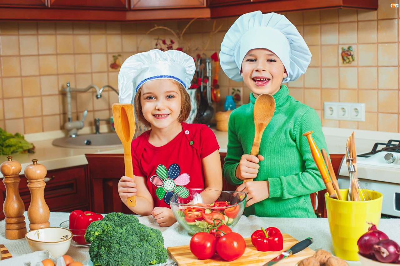 kinderen koken in de keuken legpuzzel online