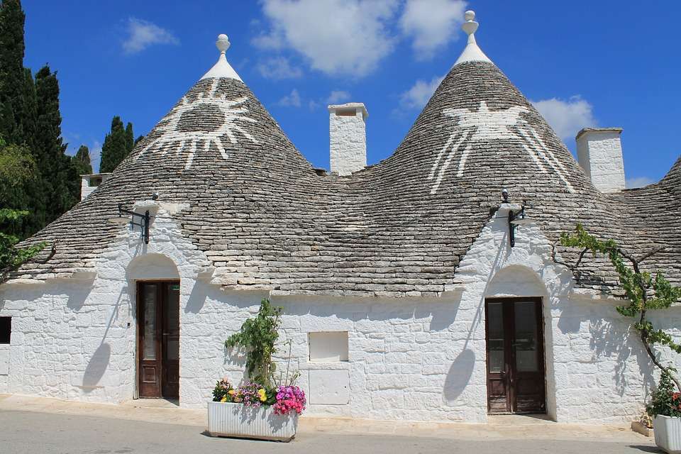 Alberobello Παραδοσιακά σπίτια trulli στην Απουλία παζλ online