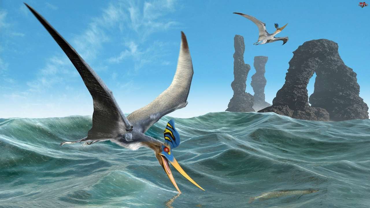 Море, птерозаври онлайн пазл