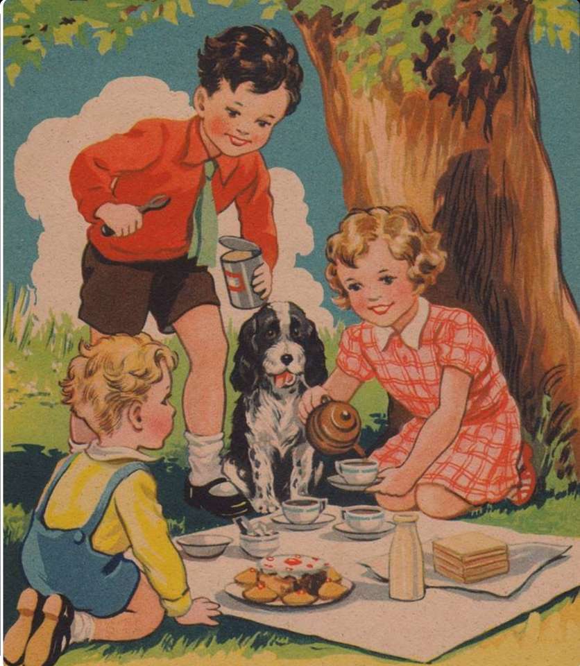 Dětský piknik se psem Pussel online