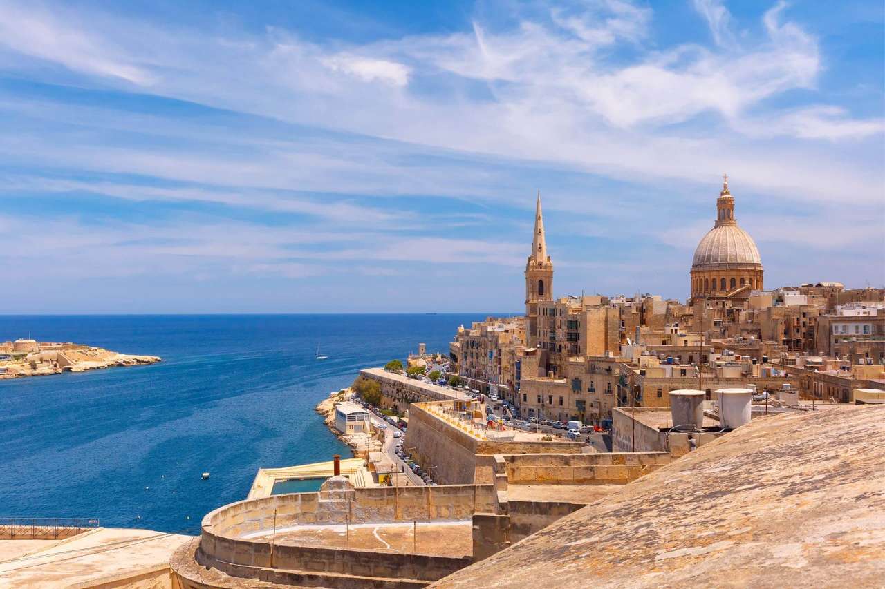 Вид на город Валетта на Мальте онлайн-пазл