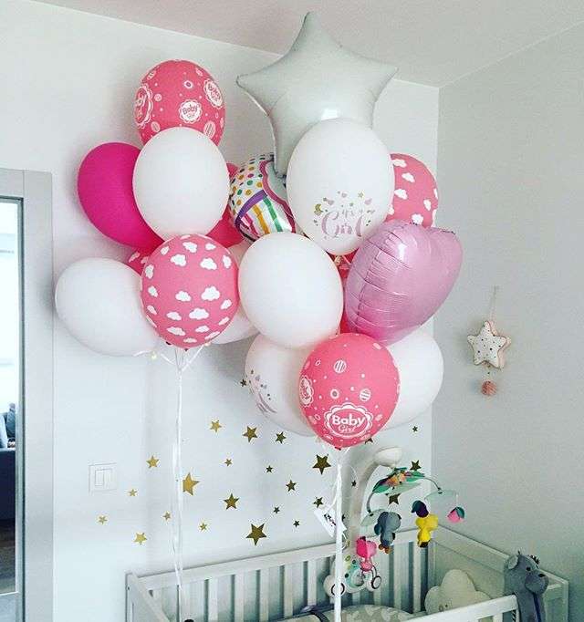 bílé a růžové balónky skládačky online