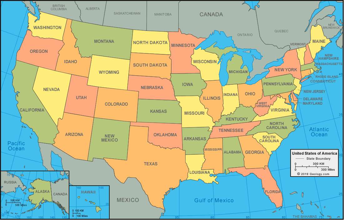 χάρτης των Ηνωμένων Πολιτειών παζλ online