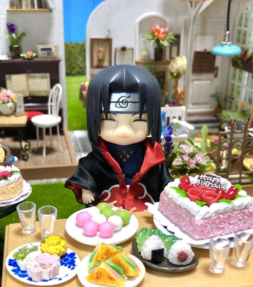 Itachi in front of a lot of delicacies! jigsaw puzzle online
