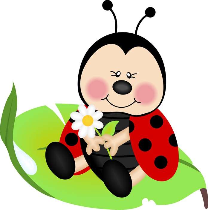ladybug with a flower on a leaf jigsaw puzzle online