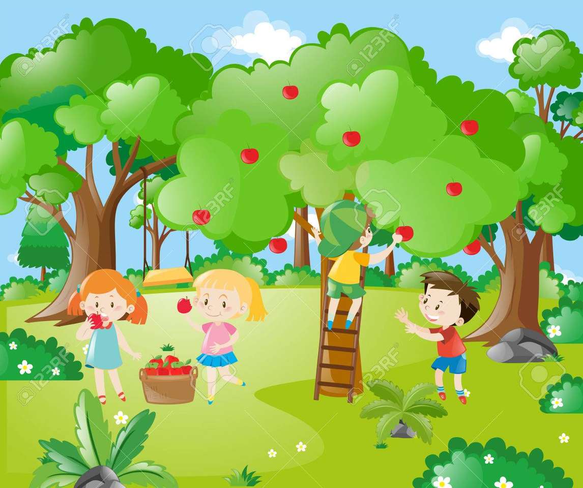Kinder pflücken Äpfel Puzzlespiel online