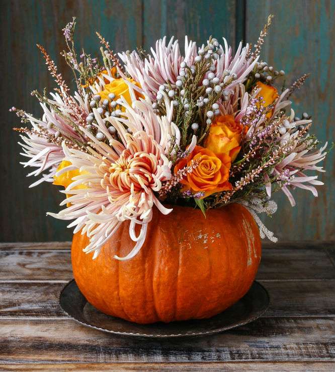 dýňová kytice - podzimní dekorace skládačky online