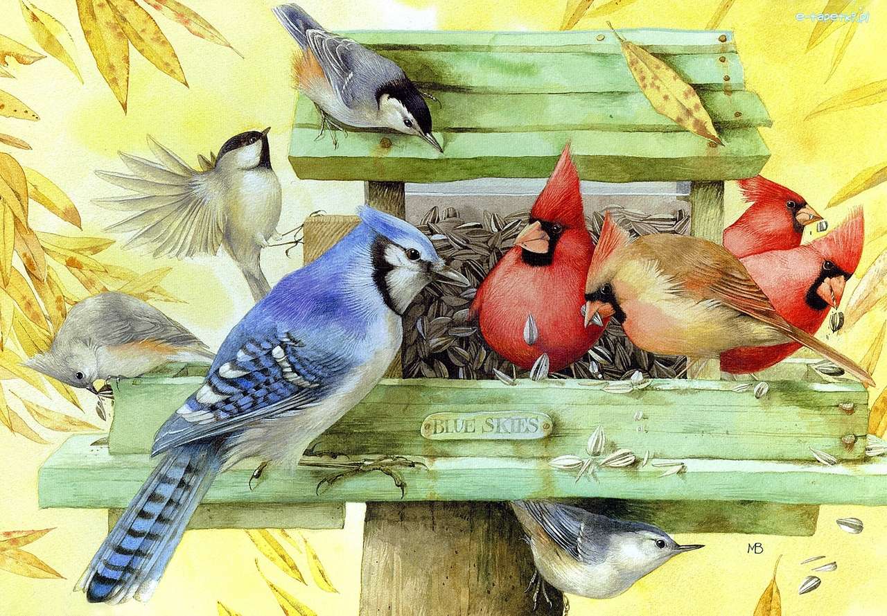 ptáci v krmítku online puzzle