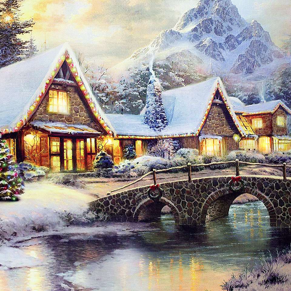 Village en paysage d'hiver puzzle en ligne