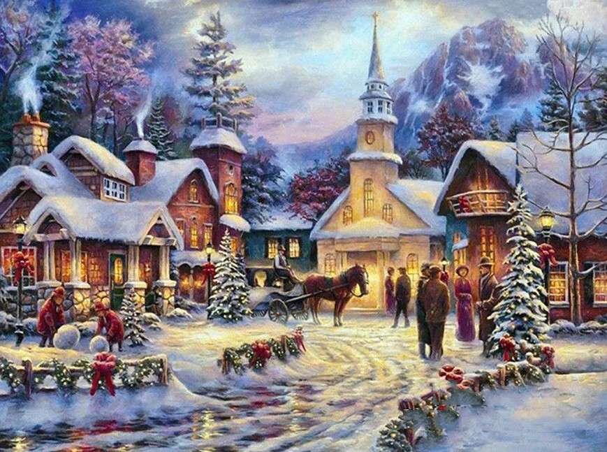 Crăciunul în timpul iernii în decorațiunile de Crăciun puzzle online
